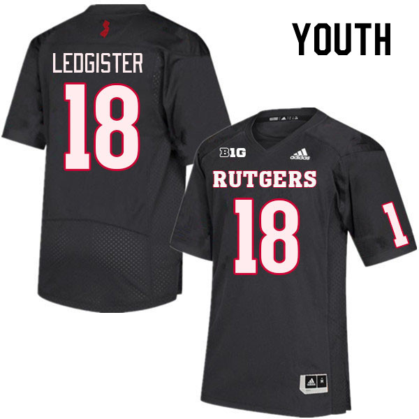 Youth #18 Fitzroy Ledgister Rutgers Scarlet Knights College Football Jerseys Stitched Sale-Black - Click Image to Close